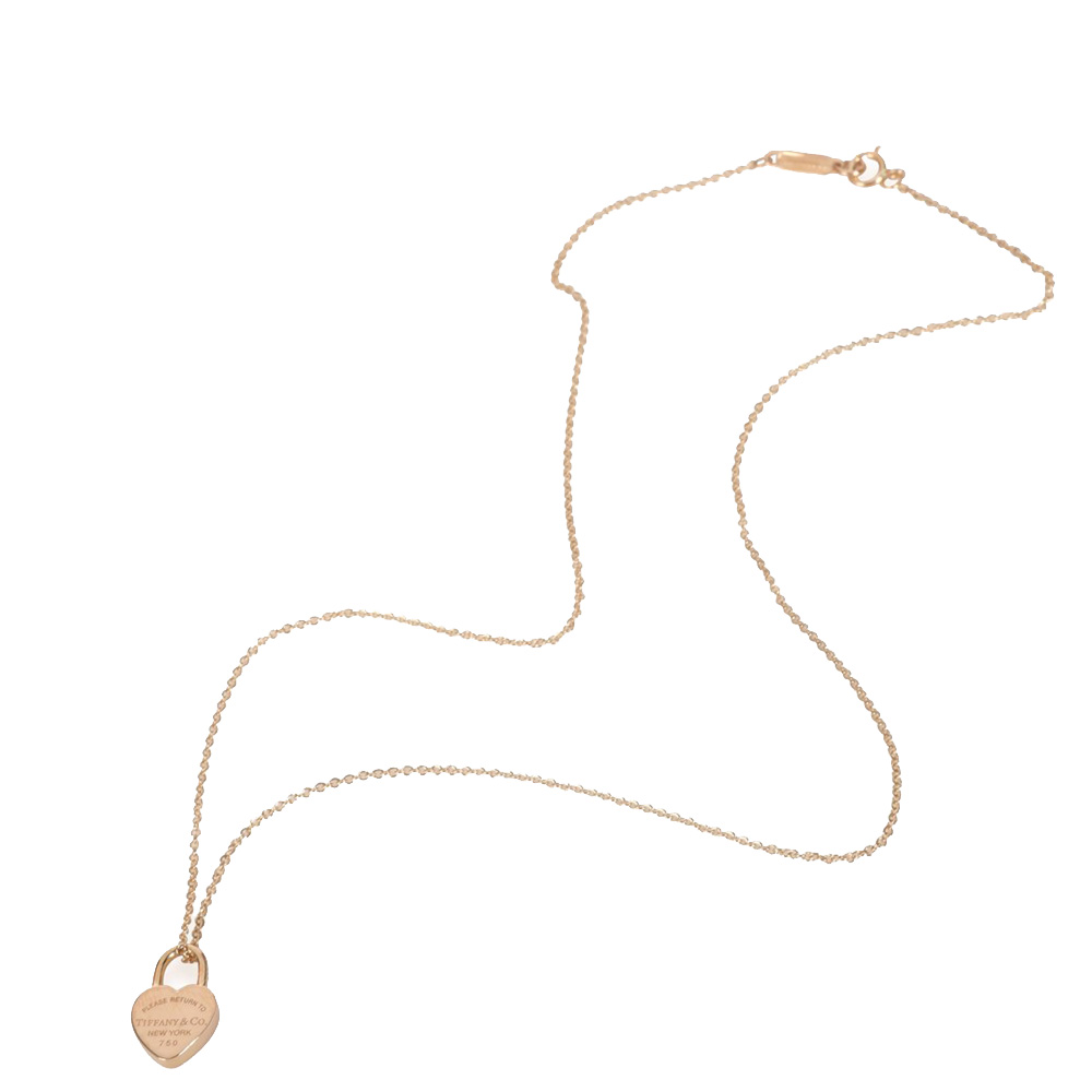 

Tiffany & Co. Return to Tiffany Mini Heart Lock 18K Rose Gold Pendant Necklace