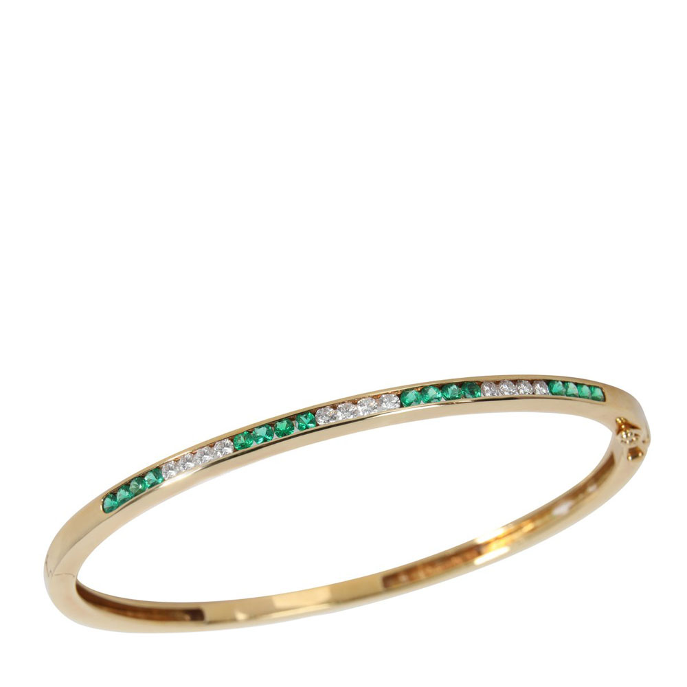 

Tiffany & Co. Vintage Emerald Diamond 18K Yellow Gold Bangle