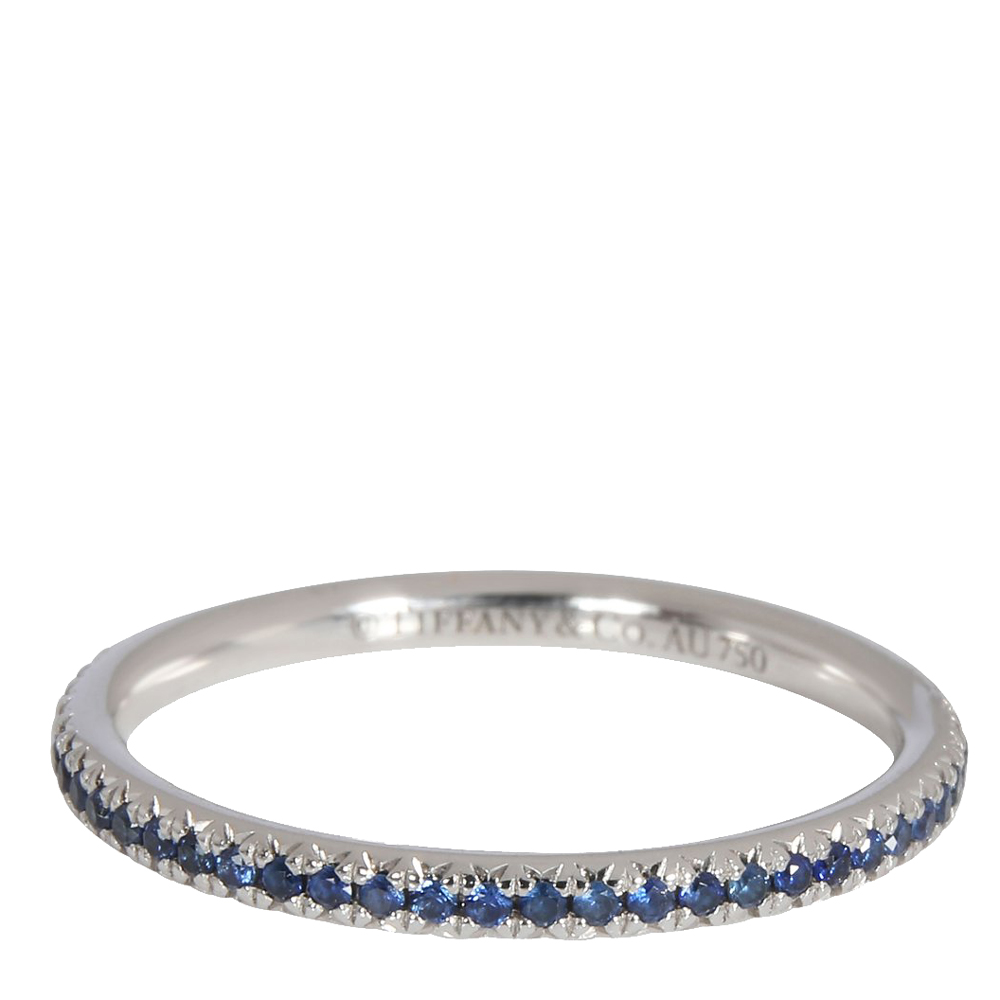 

Tiffany & Co. Soleste Blue Sapphire 18K White Gold Eternity Band Ring Size EU