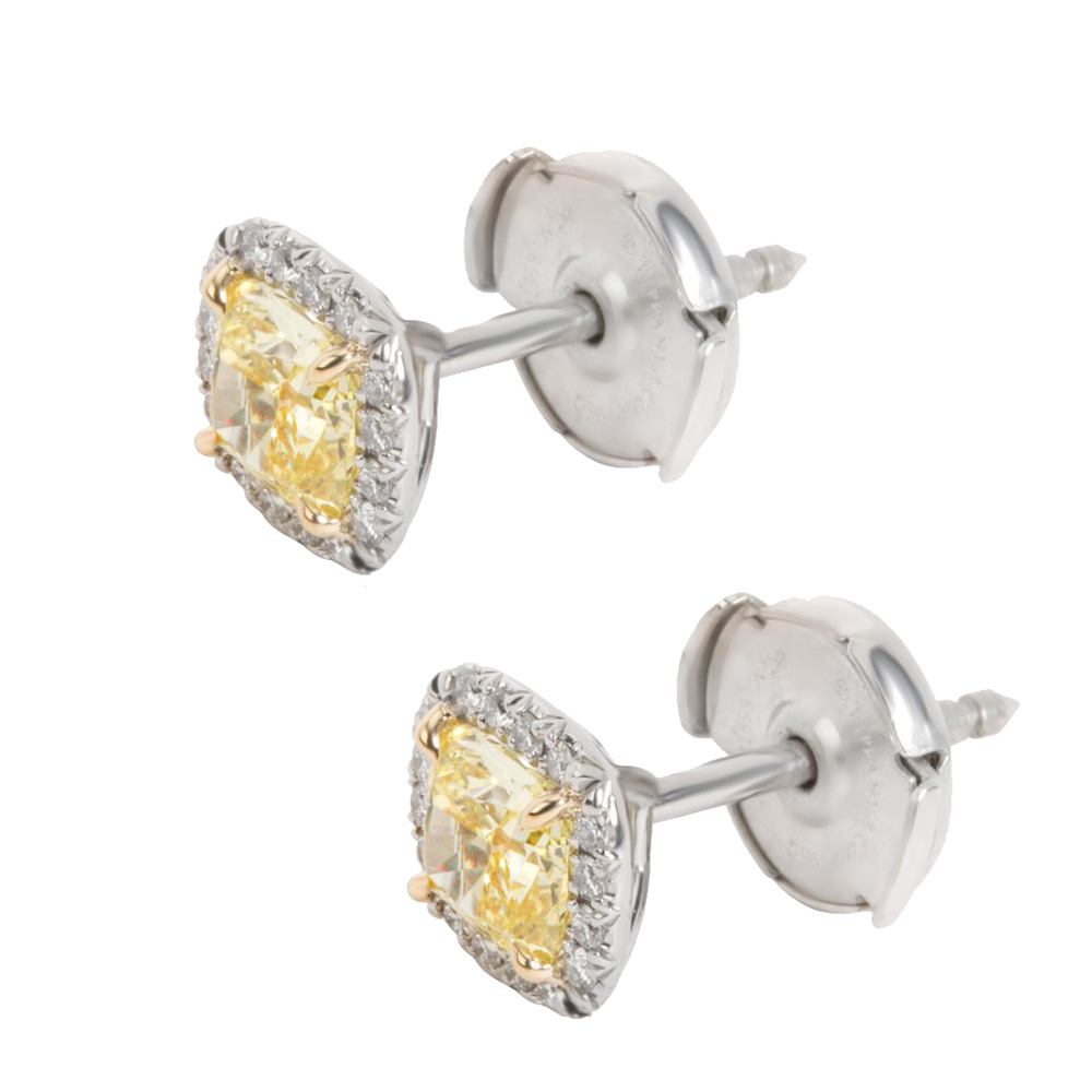 

Tiffany & Co. 18K White Gold 1.16 CTW Soleste Yellow Diamond Halo Earrings