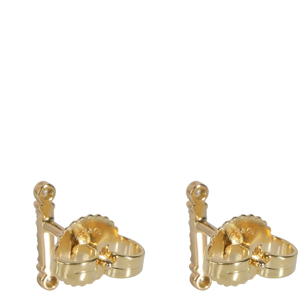

Tiffany & Co. Fleur de Lis Key Diamond Bar 18K Yellow Gold Earrings