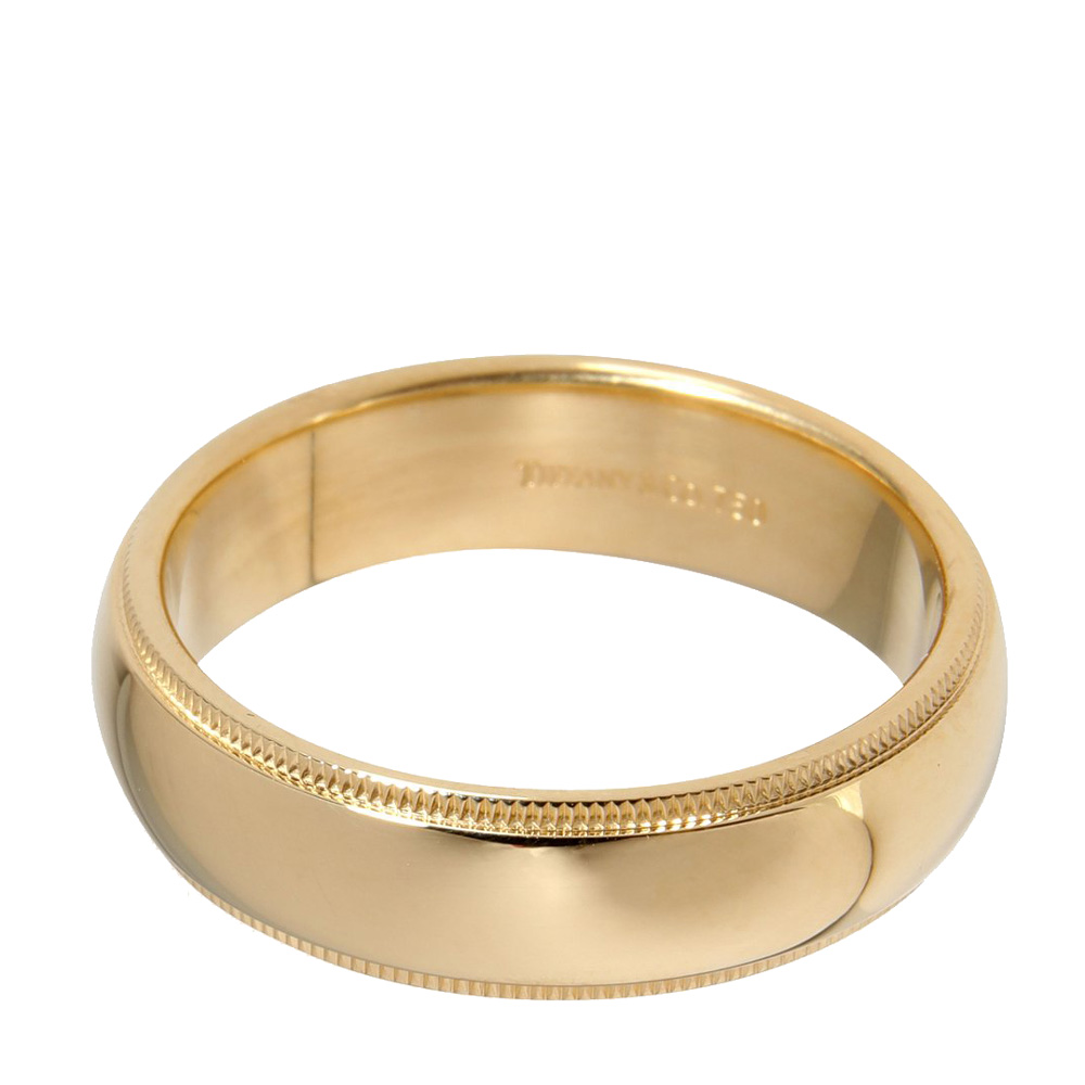 

Tiffany & Co. Classic Milgrain 18K Yellow Gold Wedding Band Ring Size EU