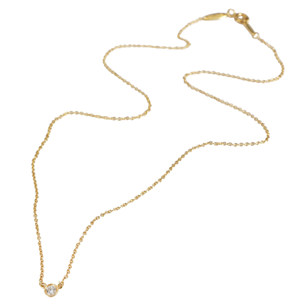 

Tiffany & Co. Elsa Peretti Solitaire Diamond 18K Yellow Gold Pendant Necklace