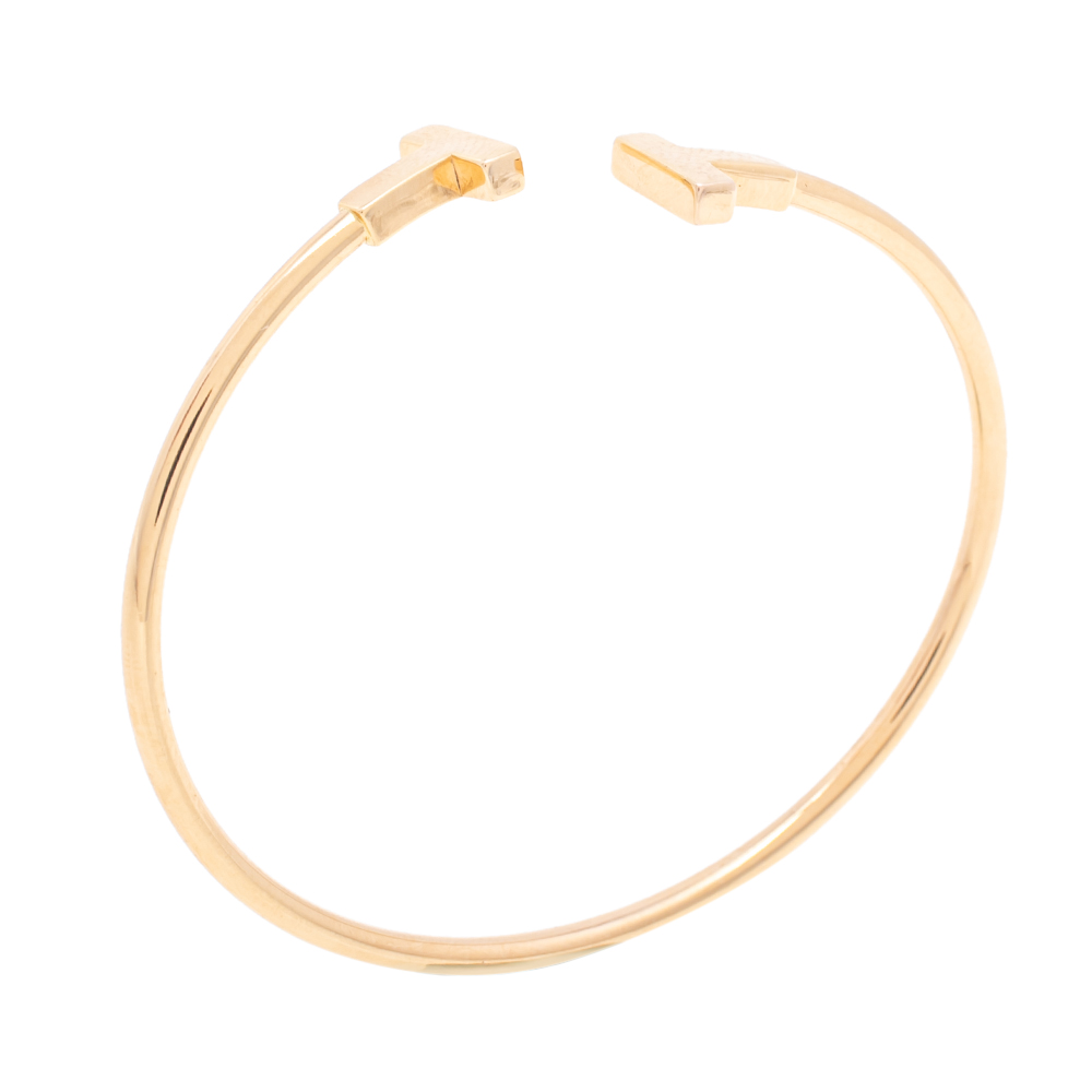 

Tiffany & Co. Tiffany T Wire 18K Rose Gold Narrow Open Cuff Bracelet