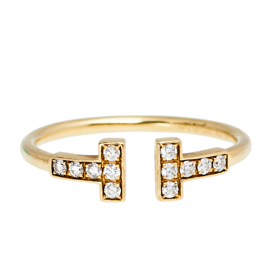 

Tiffany T Wire Diamond 18K Yellow Gold Band Ring 56
