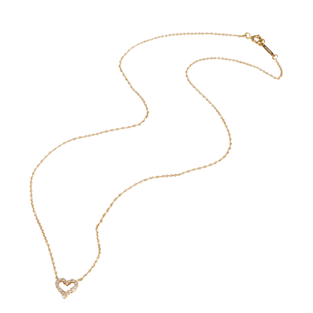 

Tiffany & Co. Extra Mini Heart Pendant 18K Yellow Gold Diamond Necklace