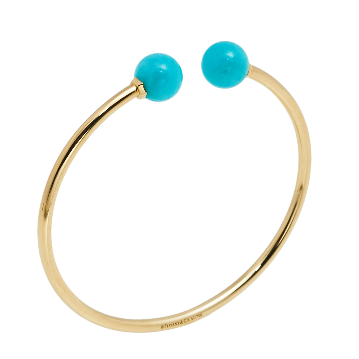 

Tiffany & Co. HardWear Ball Wire Amazonite 18k Yellow Gold Open Cuff Bracelet