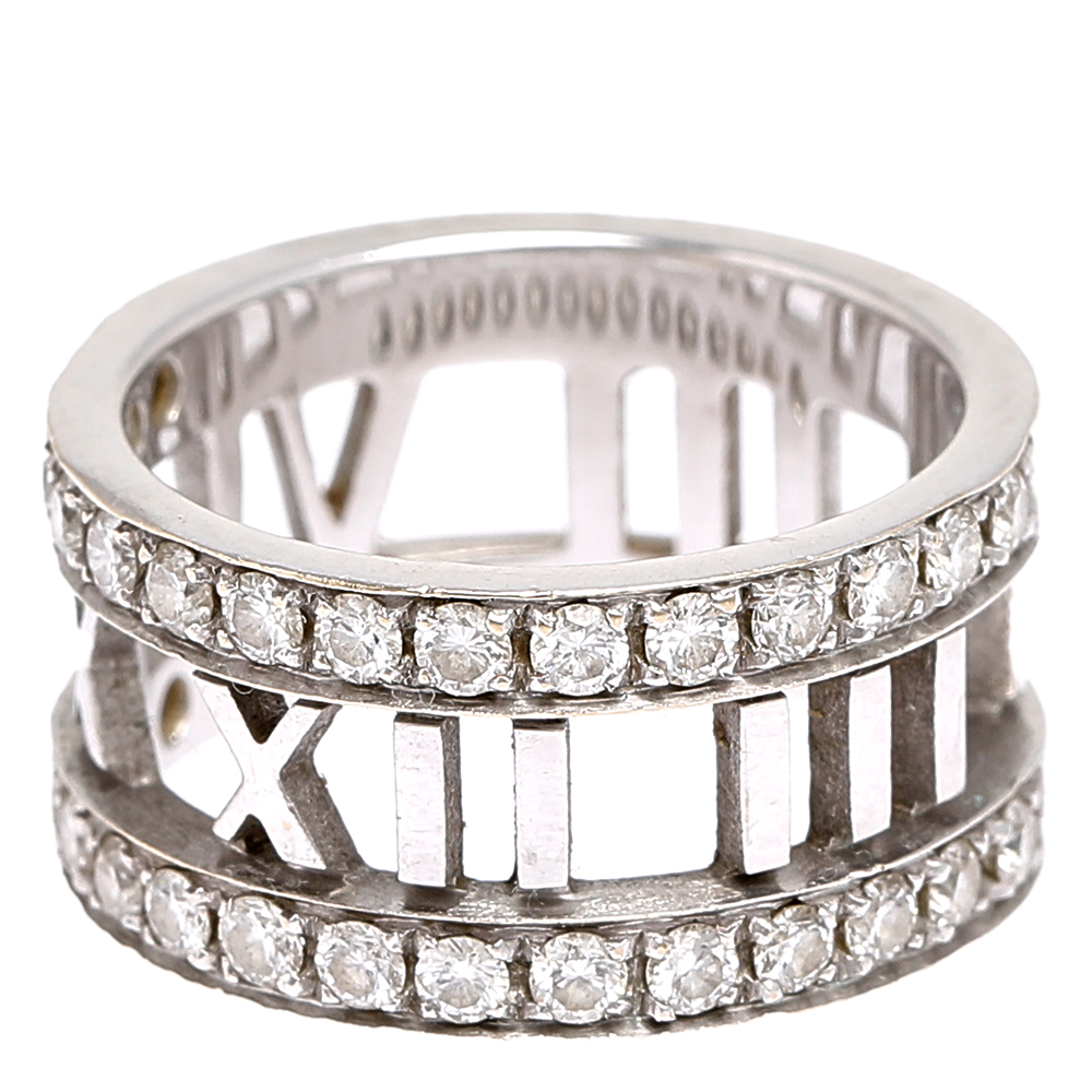 

Tiffany & Co. Atlas Diamonds 18K White Gold Open Band Ring Size