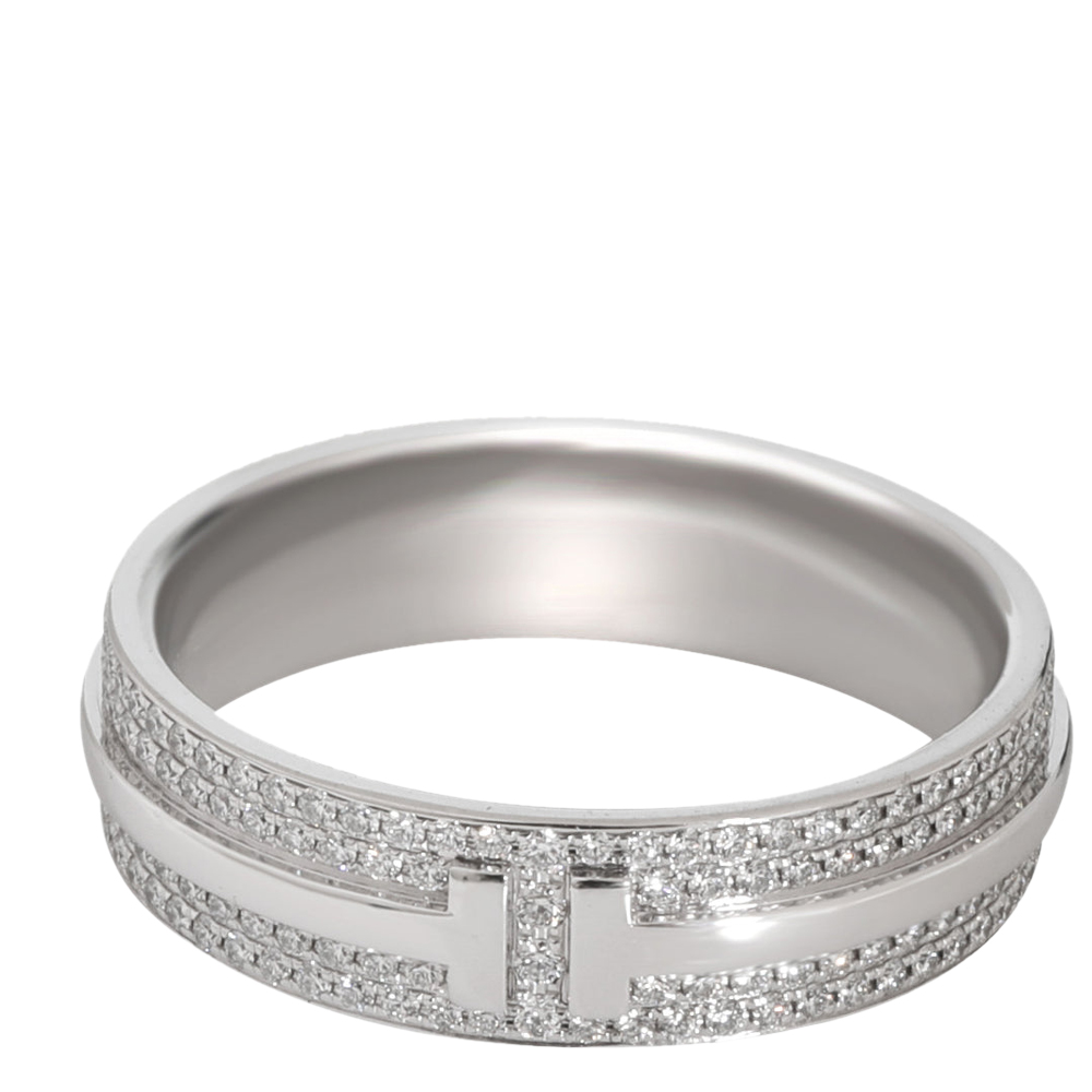 

Tiffany & Co. T Pave Diamond 18K White Gold Ring Size EU