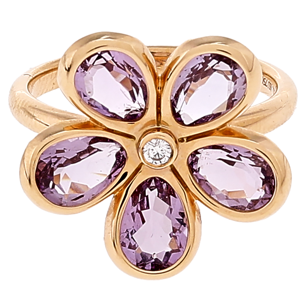 

Tiffany & Co. Sparklers Flower Diamond Amethyst 18K Rose Gold Cocktail Ring Size