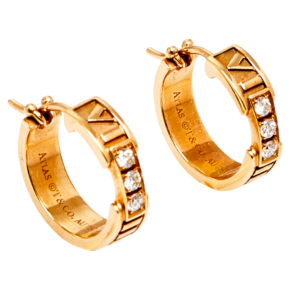 

Tiffany & Co. Atlas Diamond 18k Rose Gold Hoop Earrings