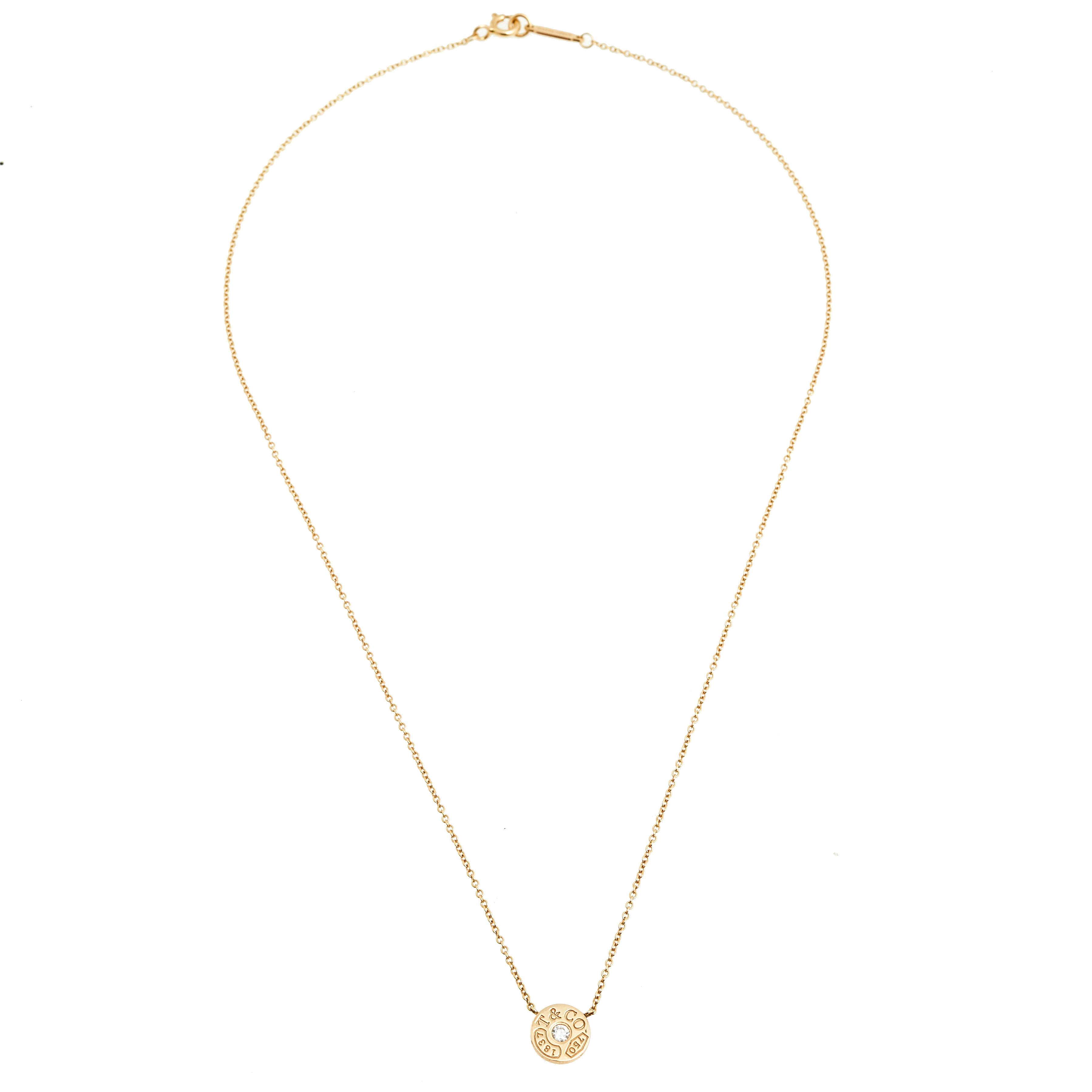 

Tiffany & Co. Tiffany 1837 Diamond 18K Rose Gold Circle Pendant Necklace