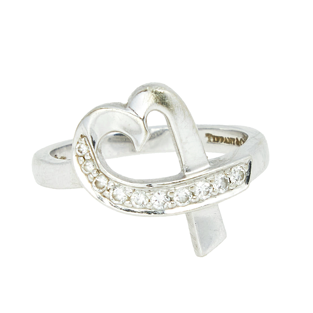 

Tiffany & Co. Paloma Picasso Loving Heart Diamond 18k White Gold Ring Size