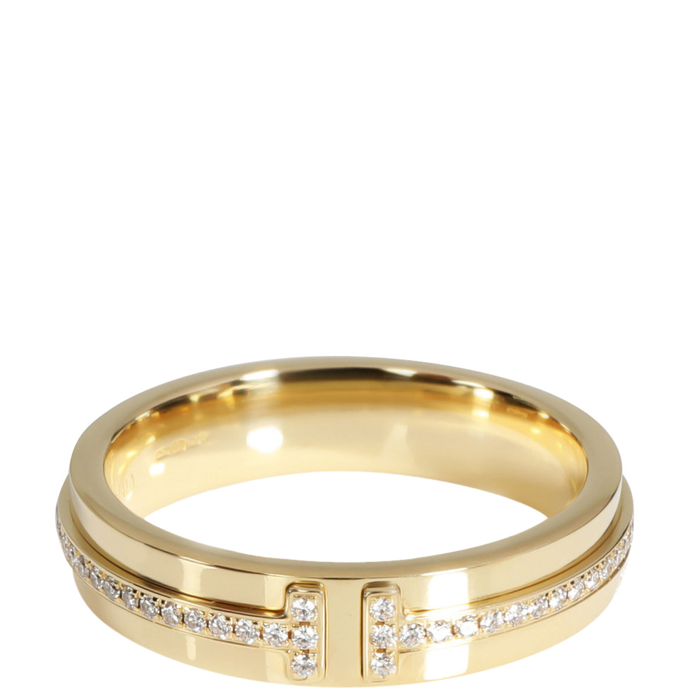 

Tiffany & Co. 18k Yellow Gold 0.13 CTW Diamond T Narrow Band Ring Size EU