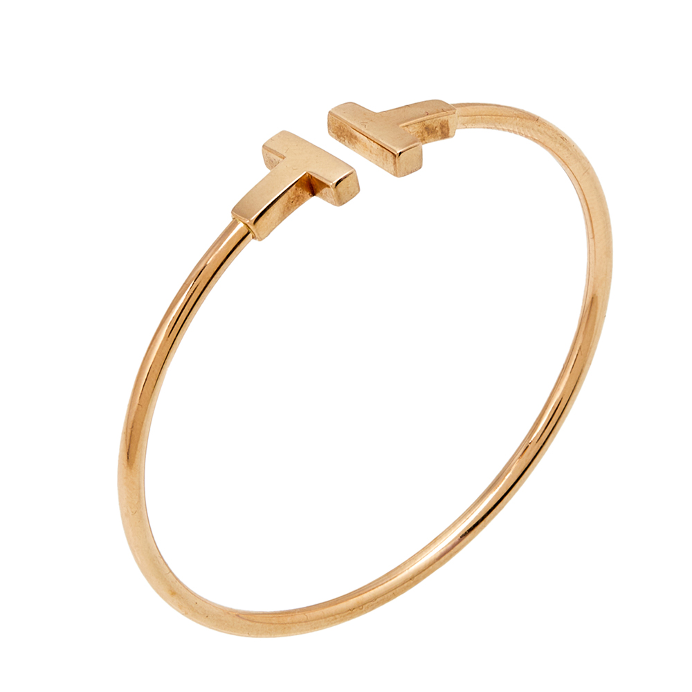 

Tiffany & Co. T Wire 18K Rose Gold Narrow Open Cuff Bracelet