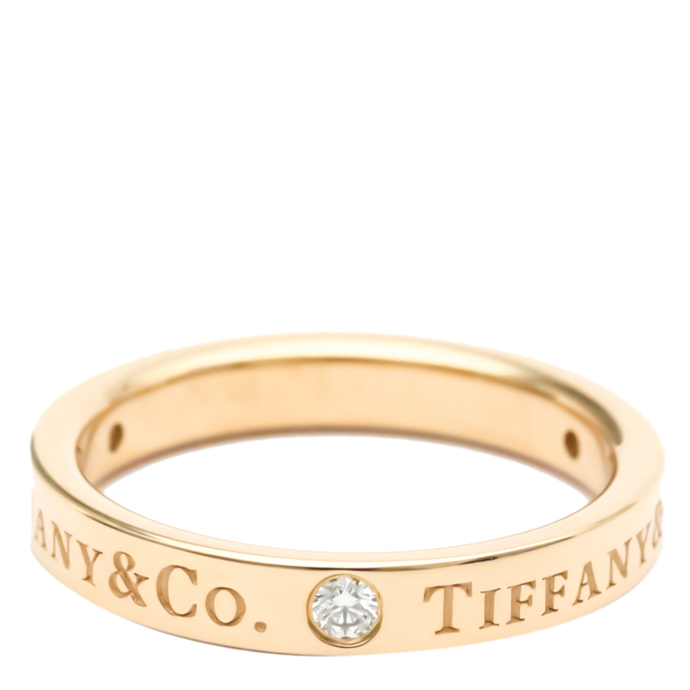 

Tiffany & Co. Logo Wedding Band 18K Rose Gold Diamond Ring EU