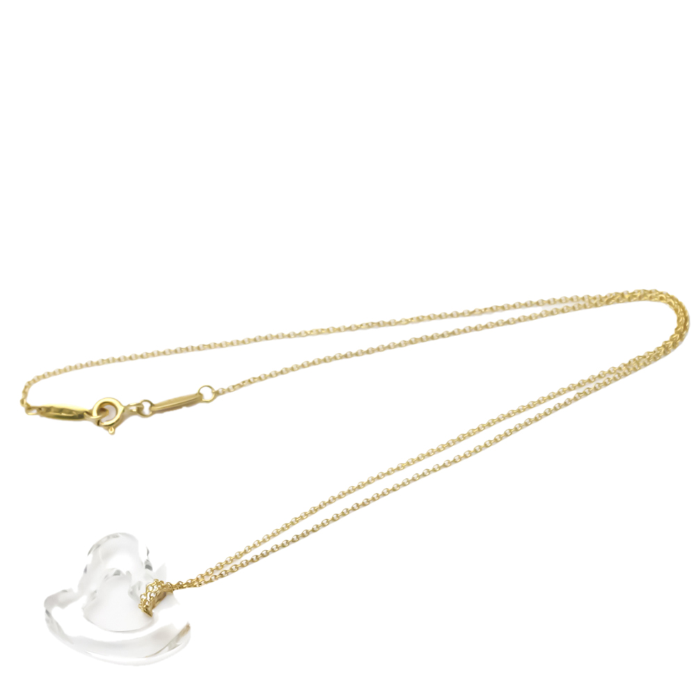 

Tiffany & Co. Open Heart Lock 18K Yellow Gold Crystal Necklace
