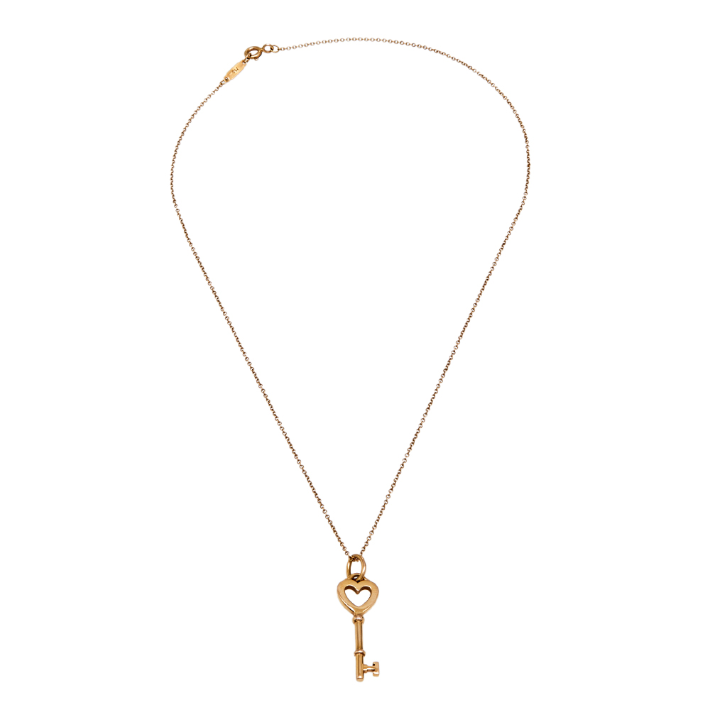 

Tiffany & Co. Mini Heart Key 18K Rose Gold Pendant Necklace