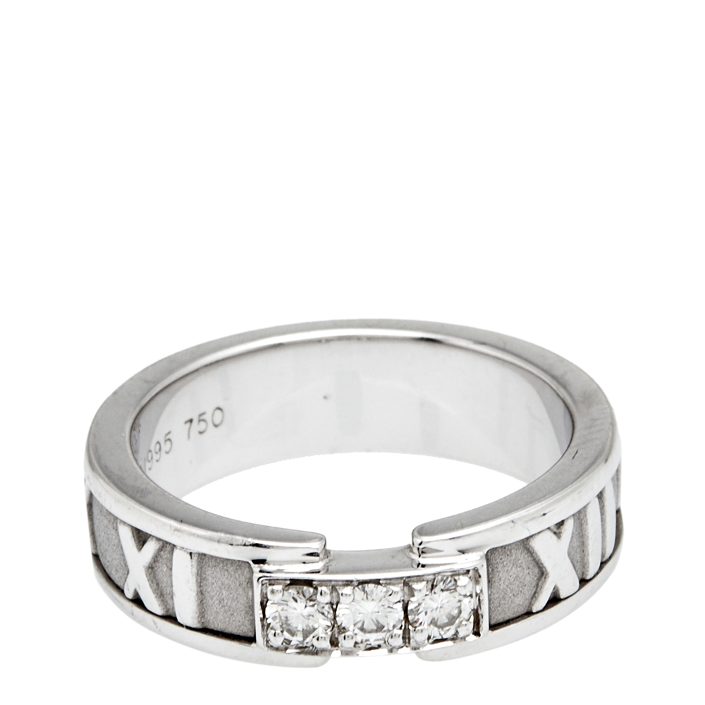 

Tiffany & Co. Atlas Diamond 18k White Gold Band Ring Size