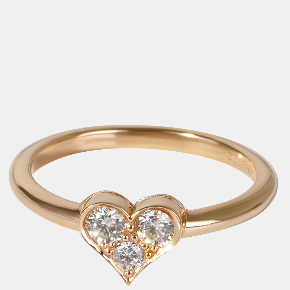 

Tiffany & Co. Hearts 18K Rose Gold Diamond Ring EU 52