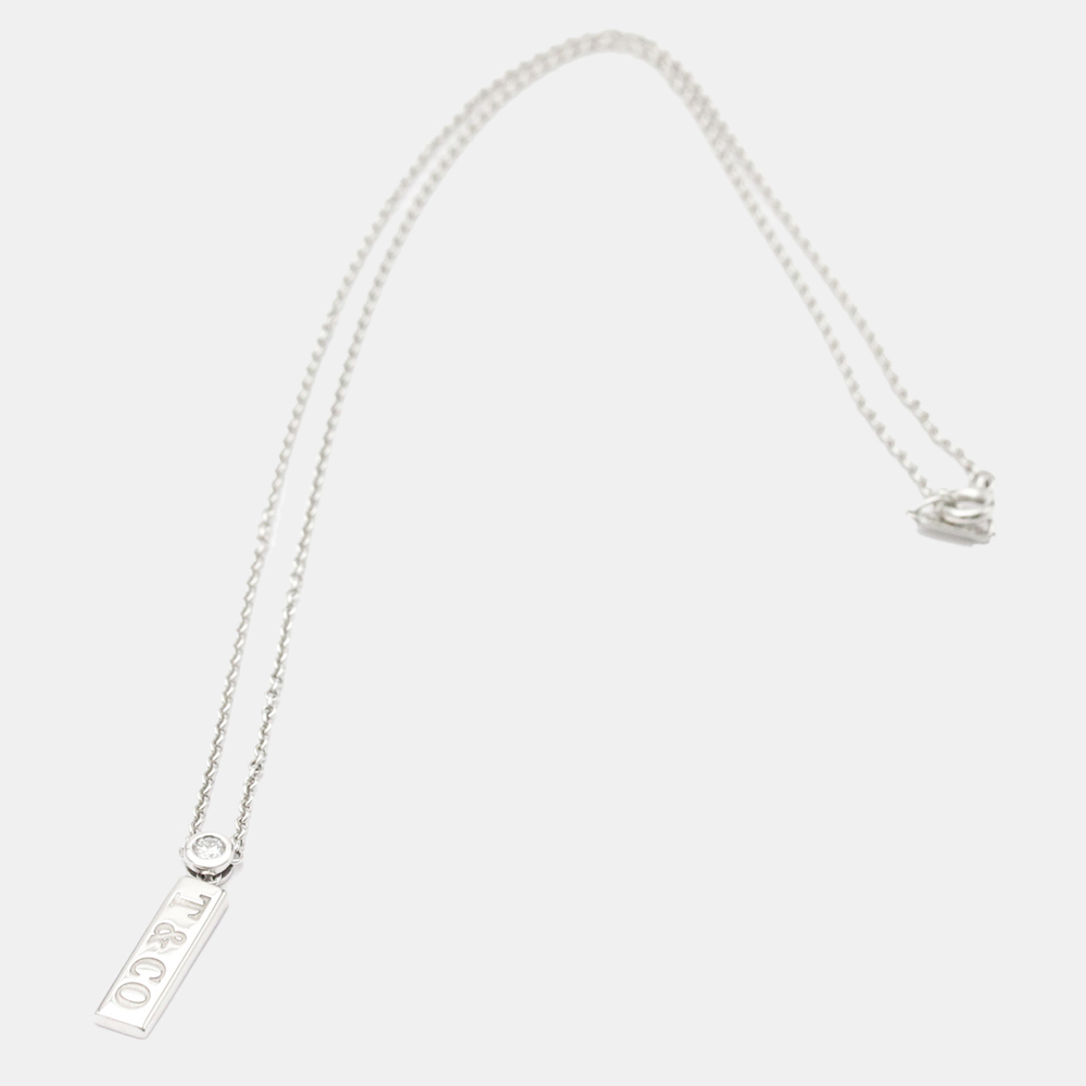 

Tiffany & Co. Bar 18K White Gold Diamond Necklace