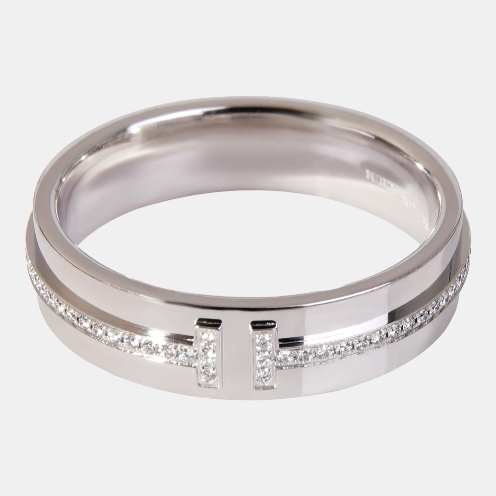 

Tiffany & Co. T 18K White Gold Diamond Ring EU 60