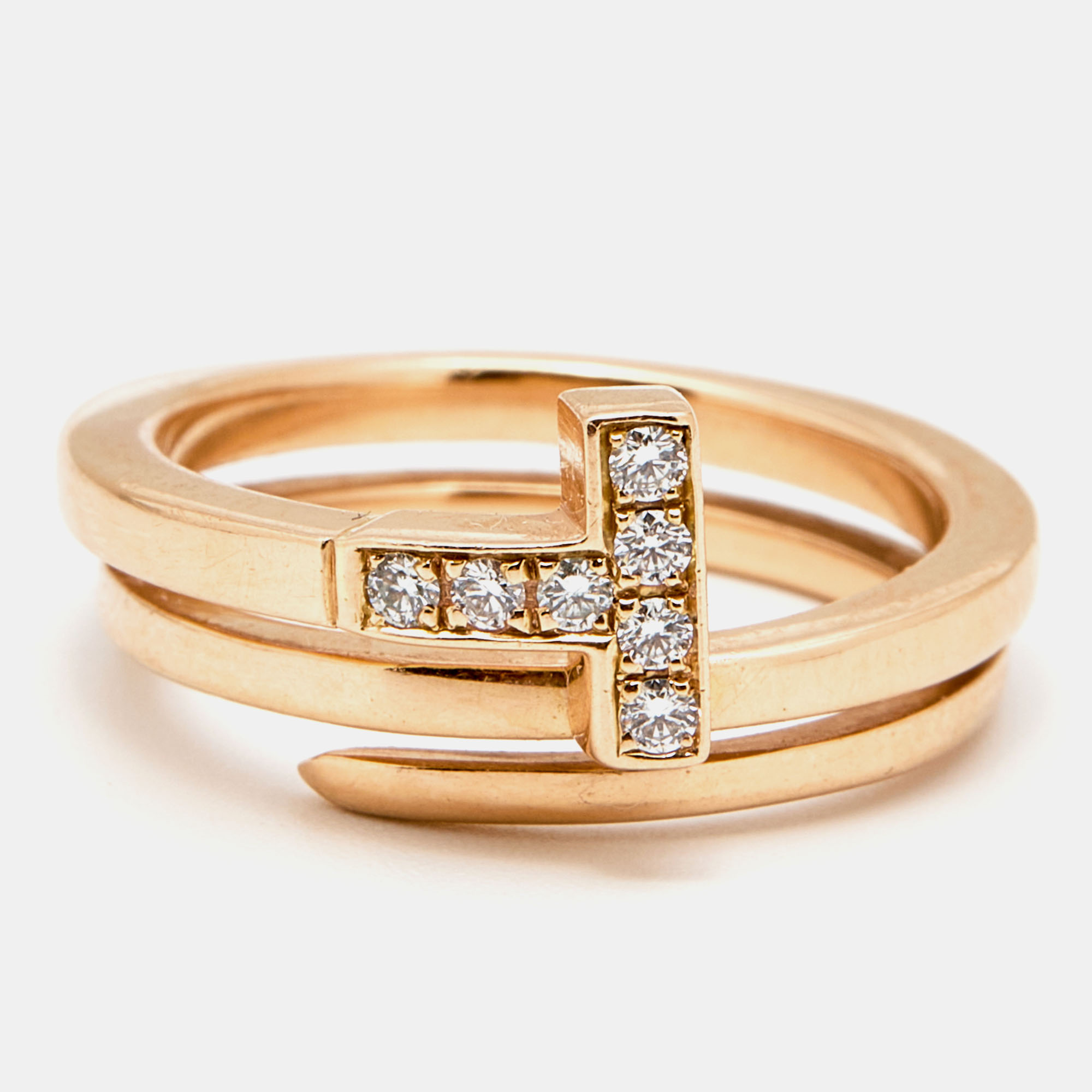 

Tiffany & Co. T Square Diamond 18k Rose Gold Wrap Ring Size