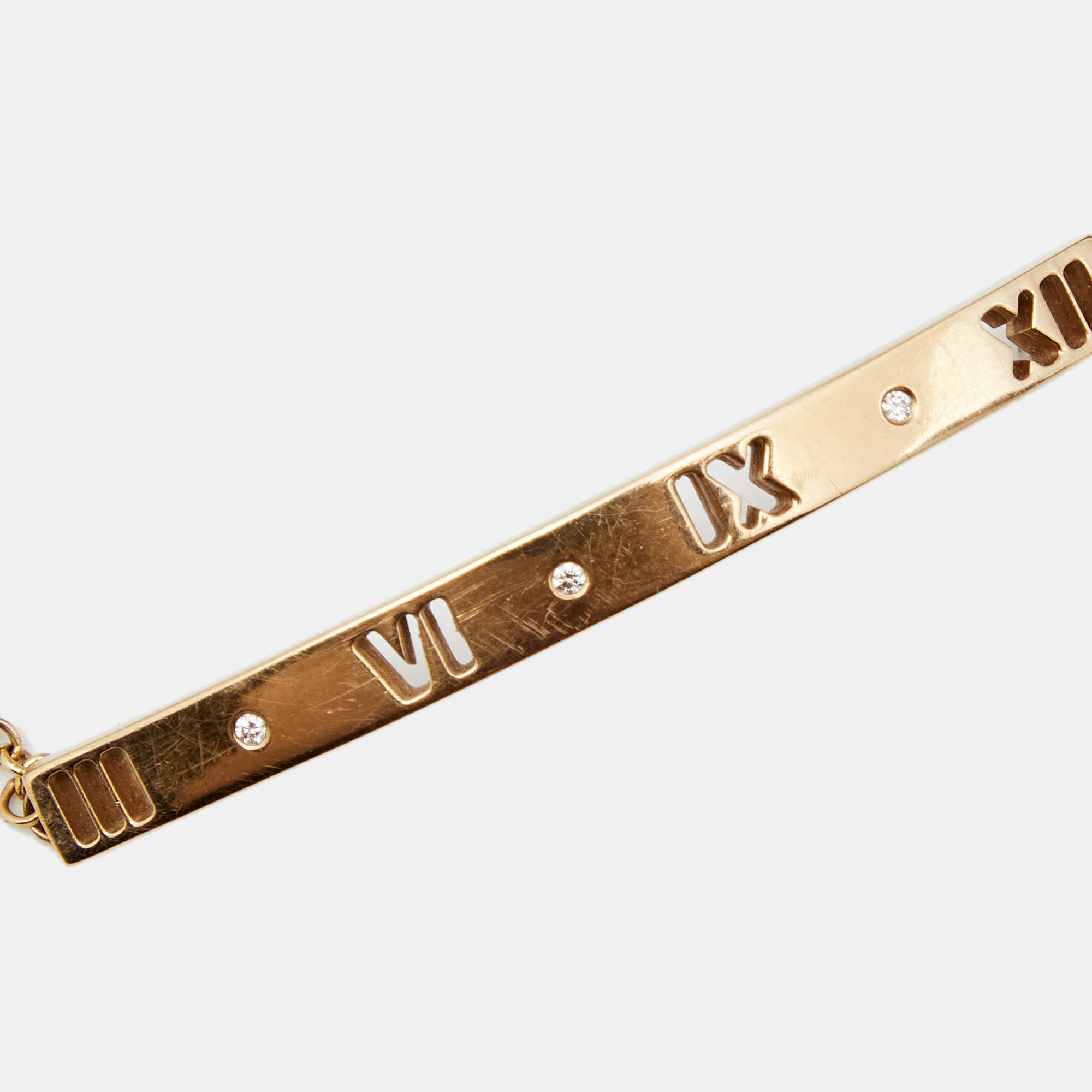 

Tiffany & Co. Pierced Atlas Bar Diamond 18K Yellow Gold Bracelet