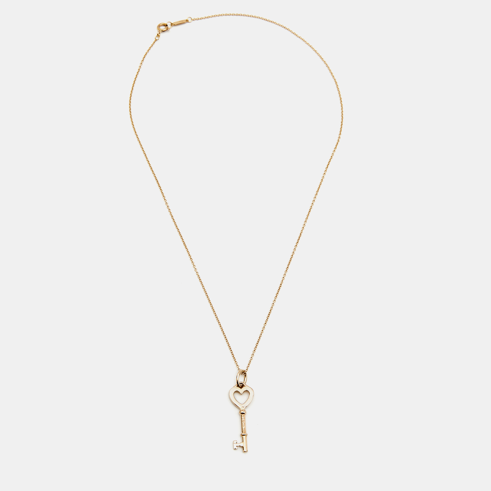 

Tiffany & Co. Mini Heart Key 18K Rose Gold Pendant Necklace