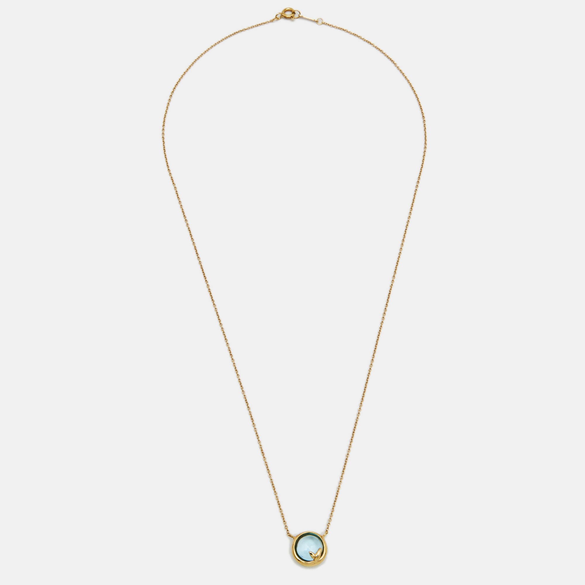 

Tiffany & Co. Paloma Picasso Olive Leaf Blue Topaz 18K Yellow Gold Necklace