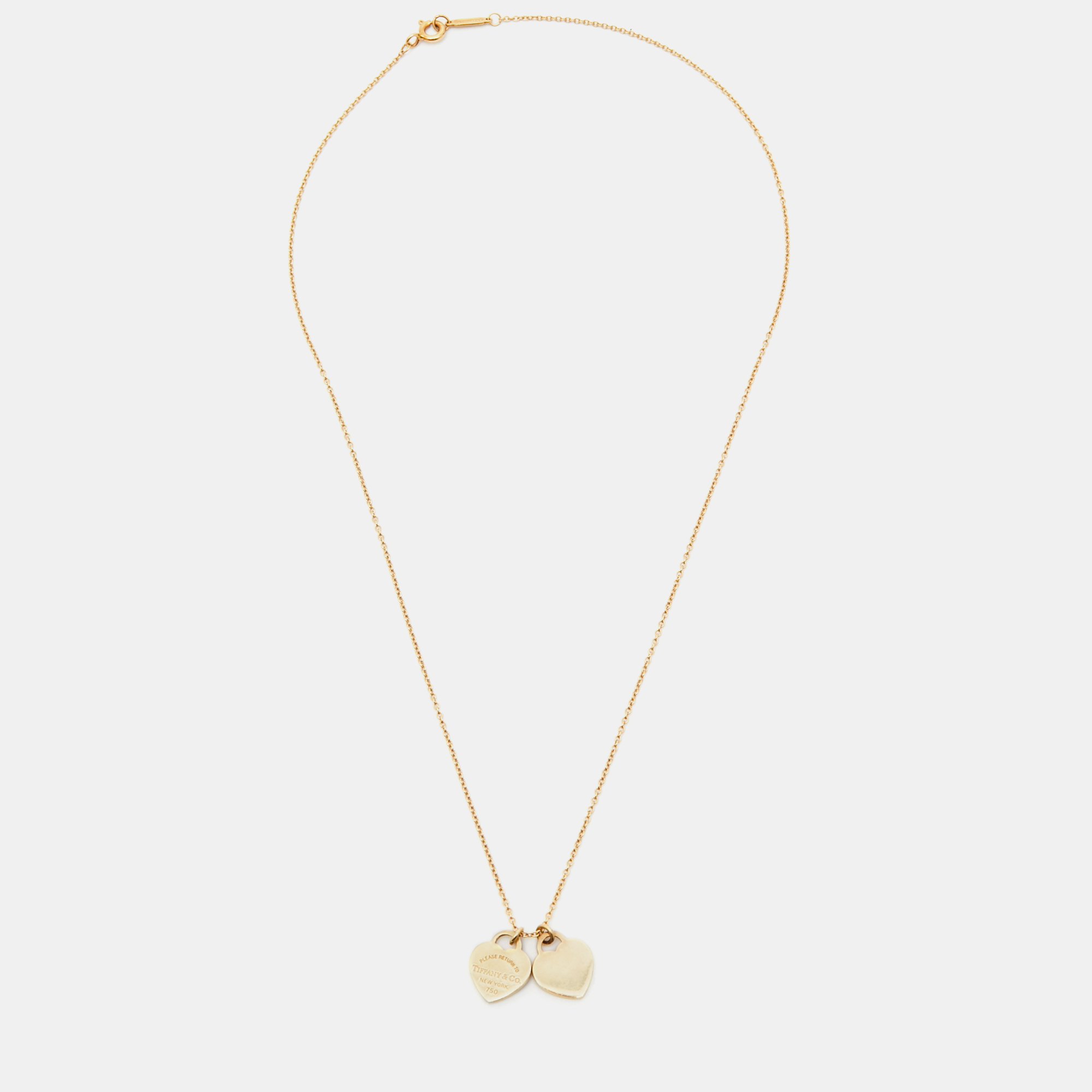 

Tiffany & Co. Return to Tiffany Double Heart Tag 18K Yellow Gold Pendant Necklace