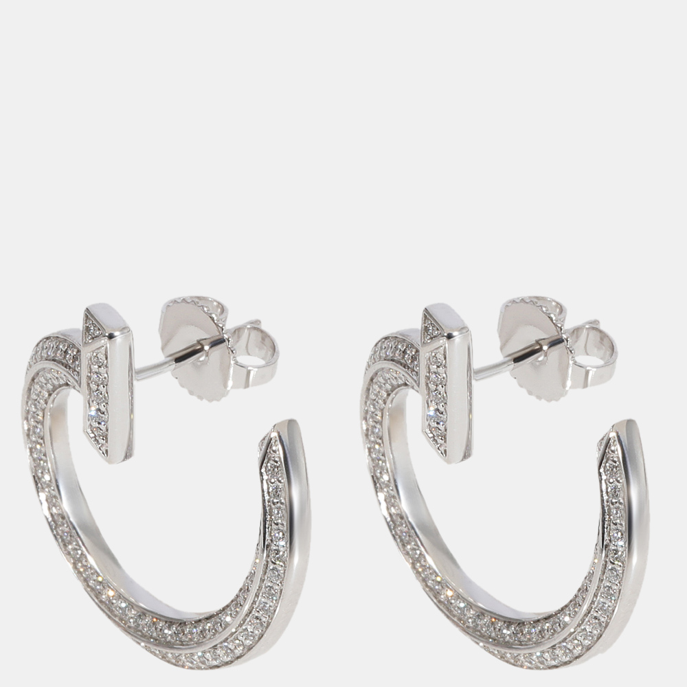 

Tiffany & Co. T Open Hoop Diamond Earrings in 18k White Gold 0.48 CTW