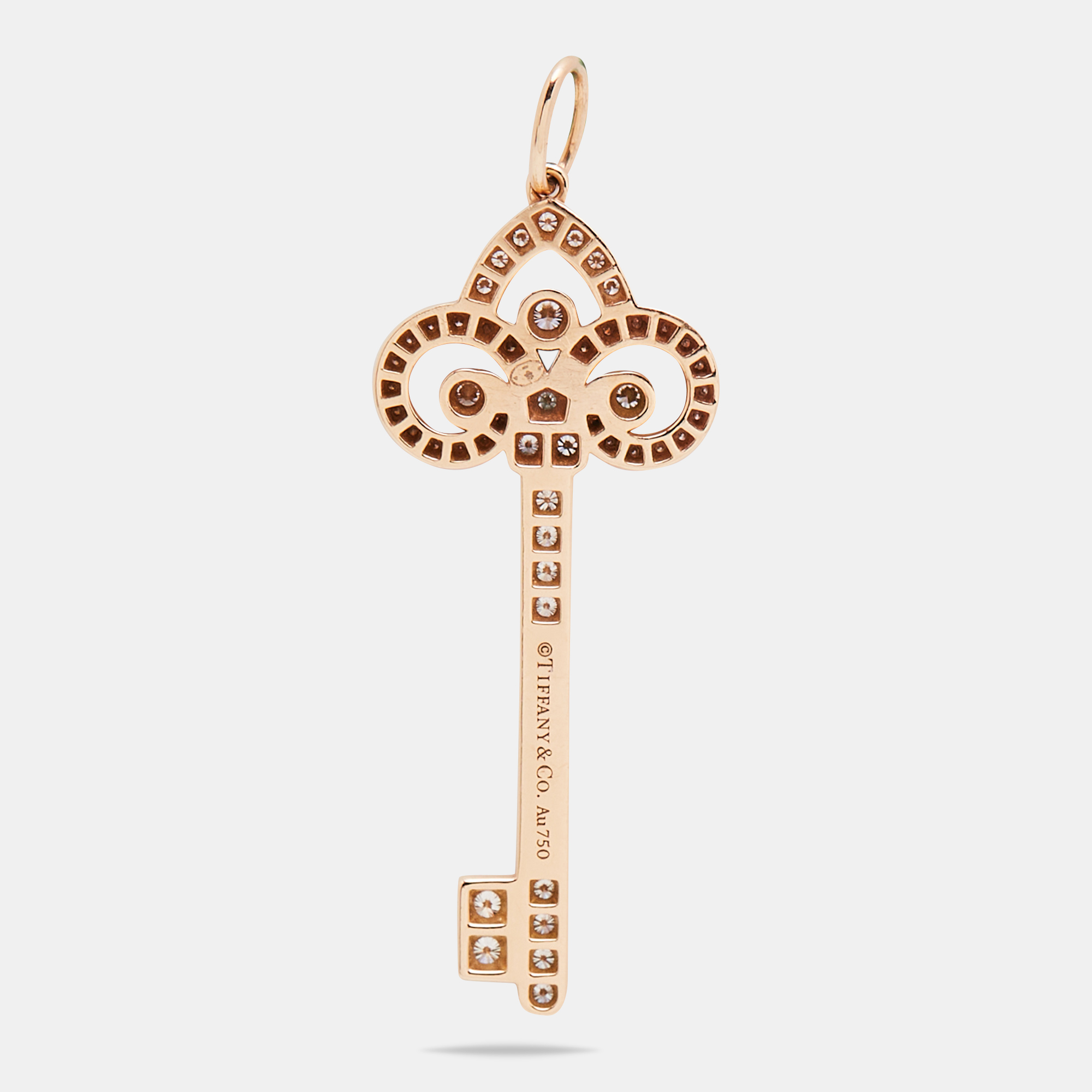 

Tiffany & Co. Fleur de Lis Key Diamond 18k Rose Gold Pendant