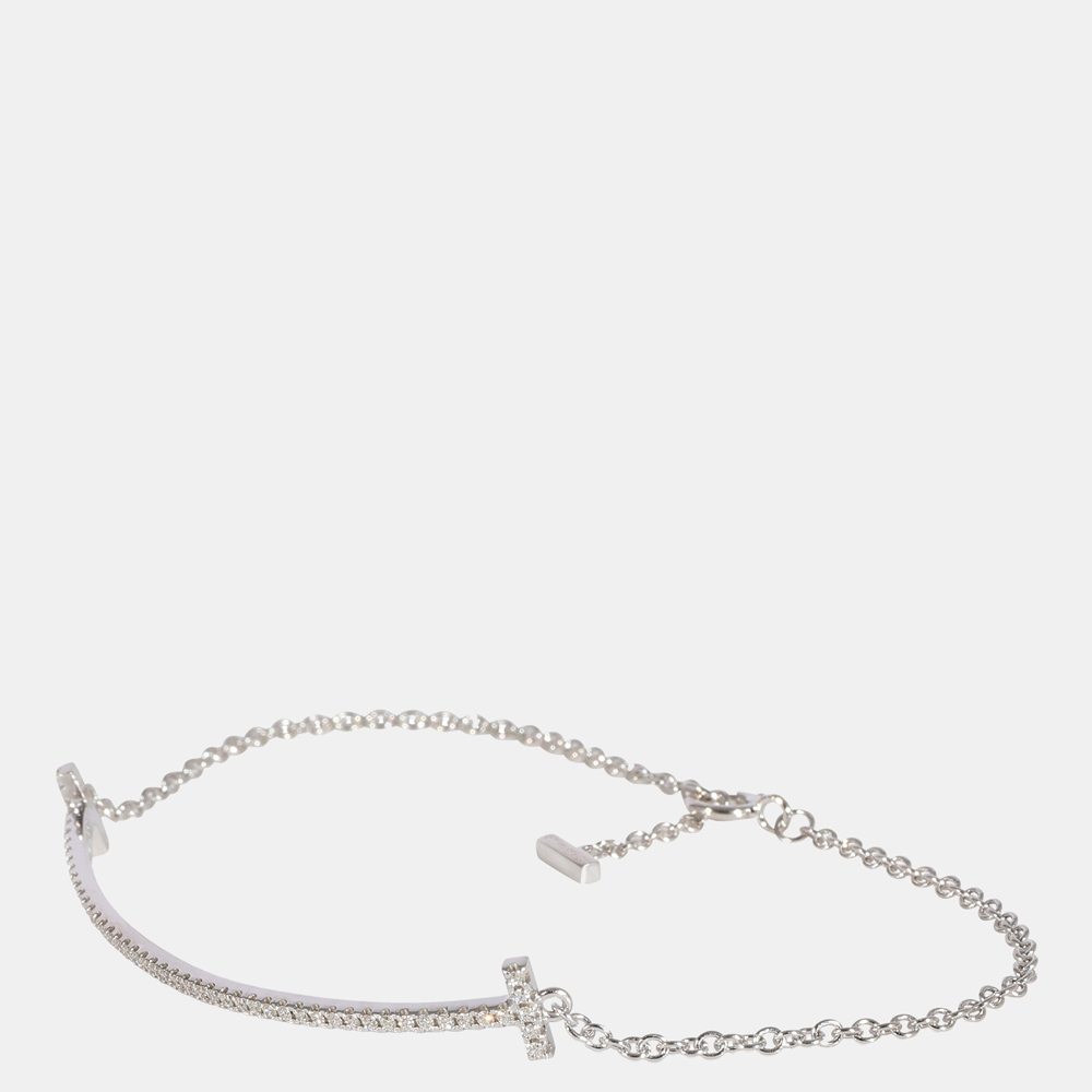 

Tiffany & Co. T Smile Bracelet in 18k White Gold 0.12 CTW