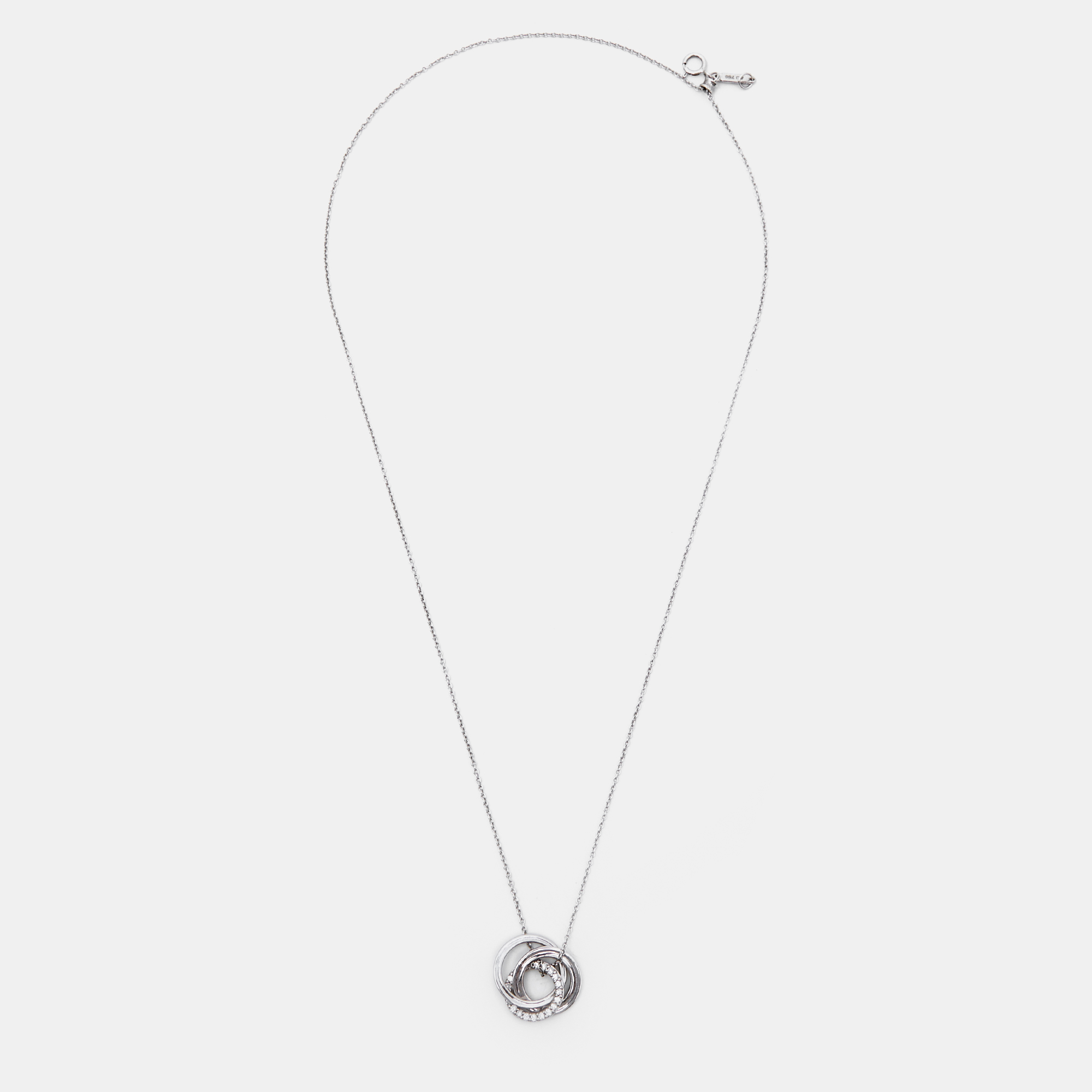 

Tiffany & Co. Interlocking Circles Diamond 18k White Gold Pendant Necklace