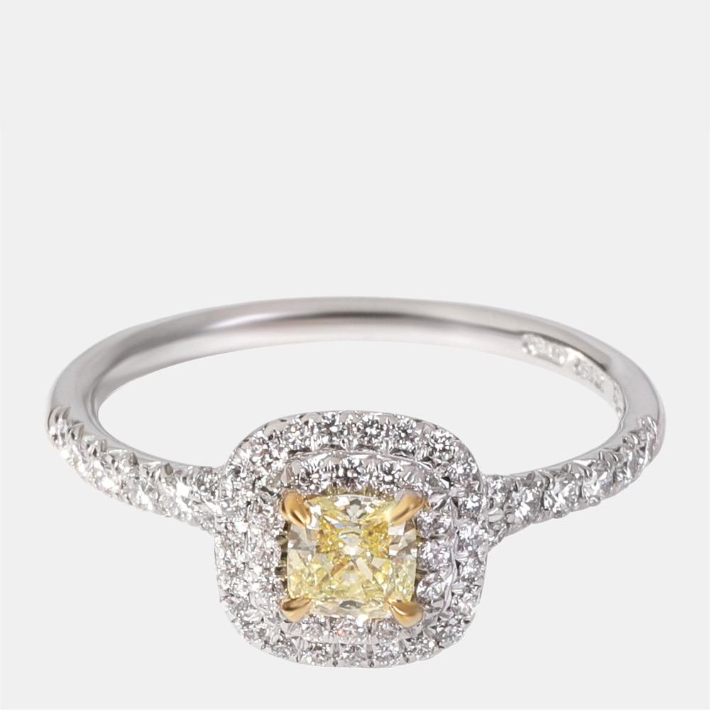 

Tiffany & Co. Soleste Fancy Yellow Diamond Engagement Ring in Platinum 0.56 ctw US 7