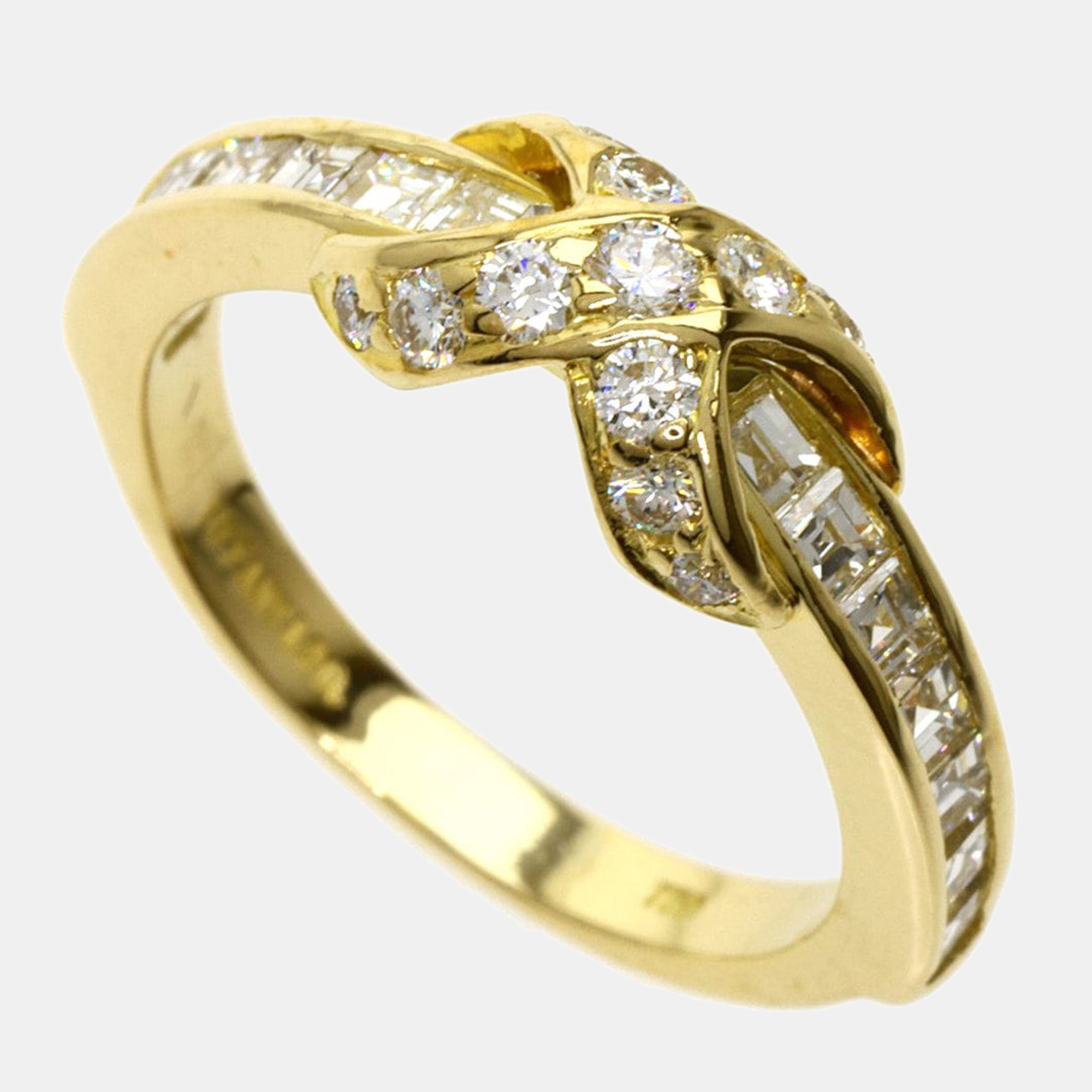 

Tiffany signature diamond ring K18 yellow gold Ladies