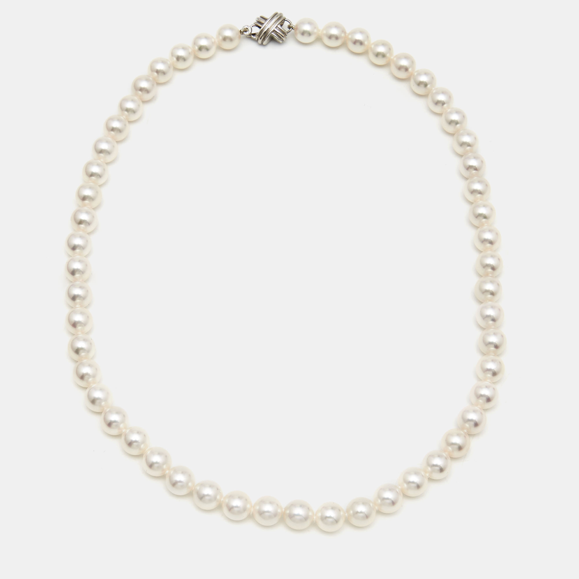 TIFFANY & CO Pre-owned Signature X Cultured Pearl 18k White Gold Necklace