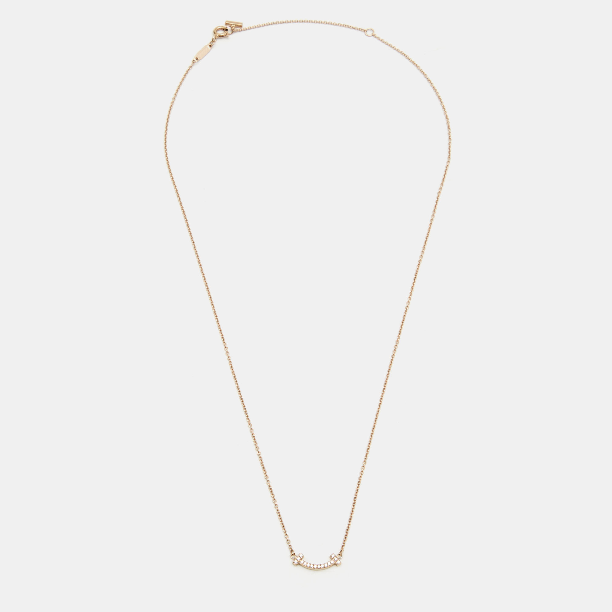 

Tiffany & Co. T Smile Diamonds 18k Rose Gold Mini Model Necklace
