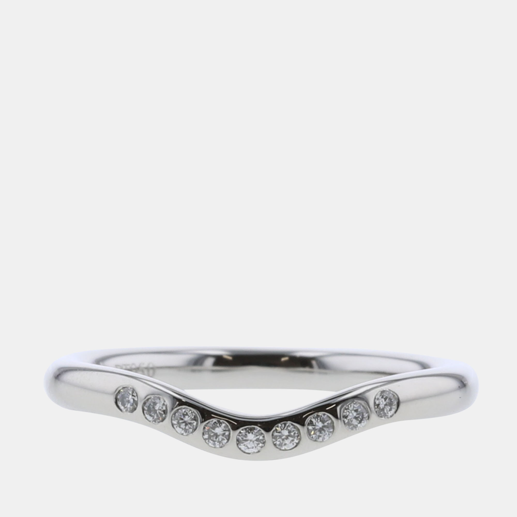 

Tiffany & Co. Engagement Curved Platinum Diamond Ring EU 50, Silver