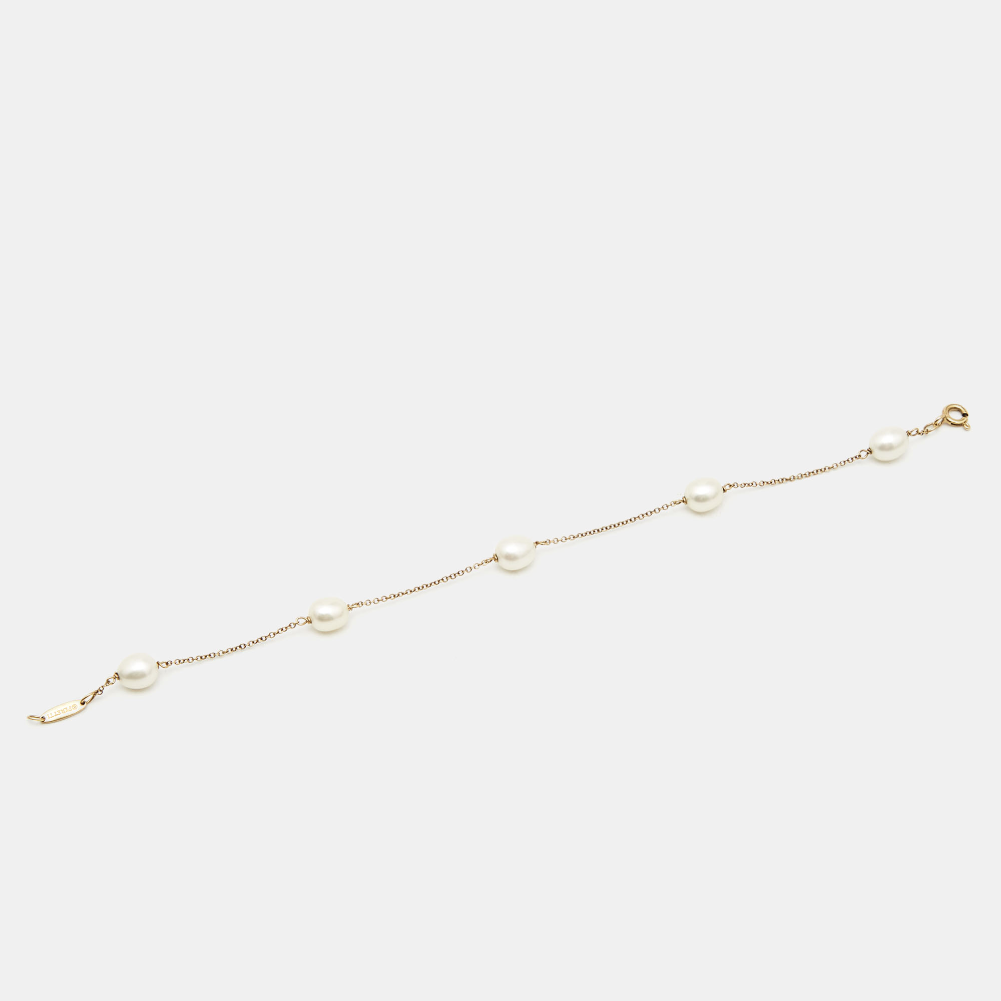 

Tiffany & Co. Elsa Peretti Cultured Pearls 18k Yellow Gold Bracelet
