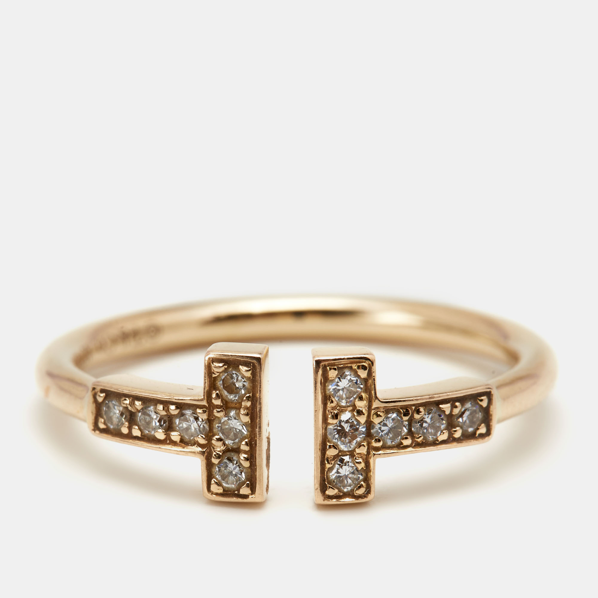 

Tiffany & Co. Tiffany T Wire Diamond 18k Rose Gold Ring Size
