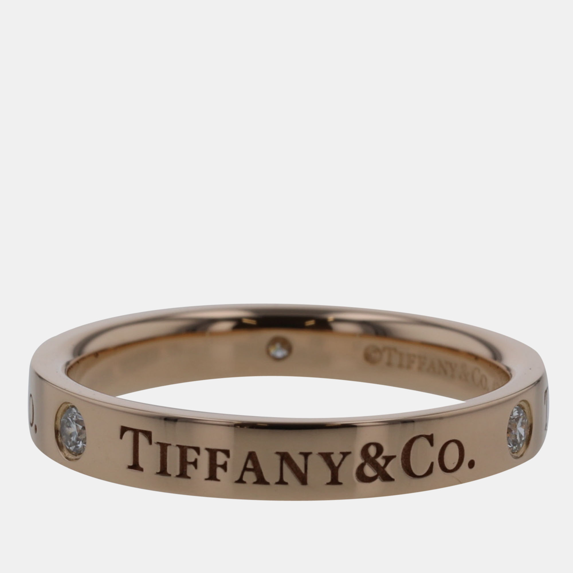 

Tiffany & Co. Logo 18K Rose Gold Diamond Ring EU 51