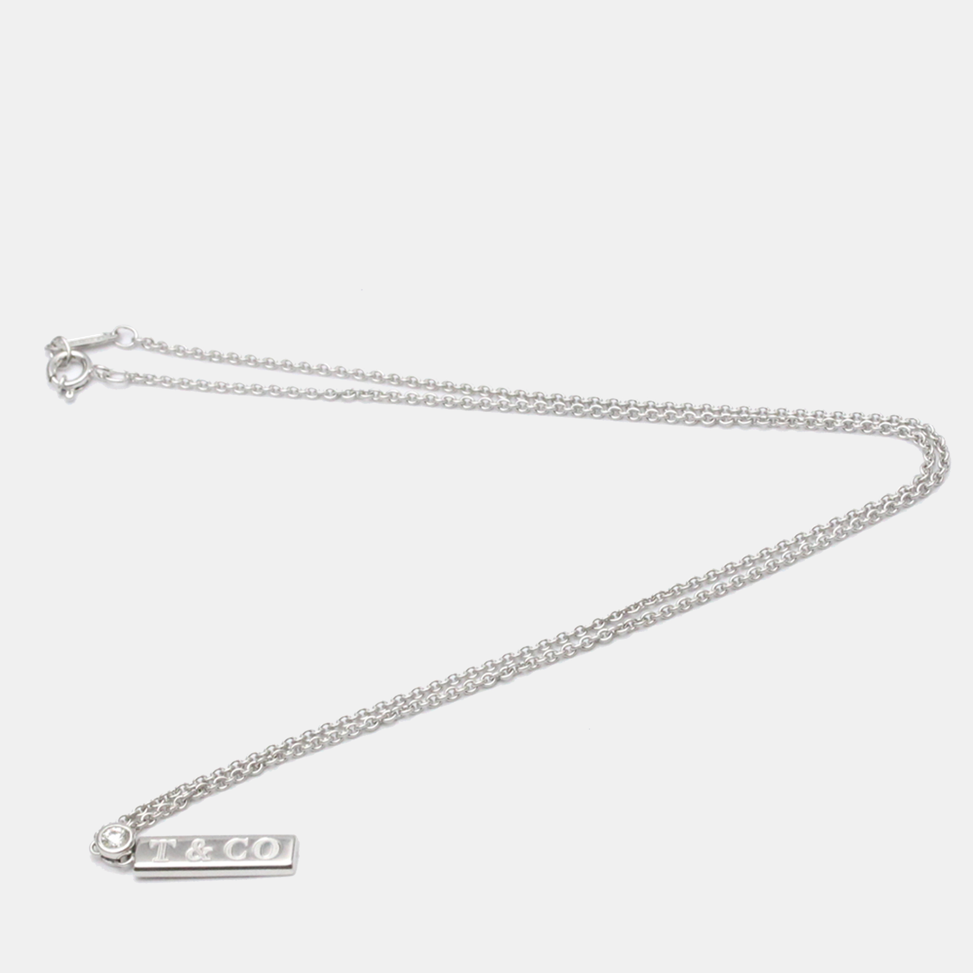 

Tiffany & Co. Tiffany Bar 18K White Gold Diamond Necklace