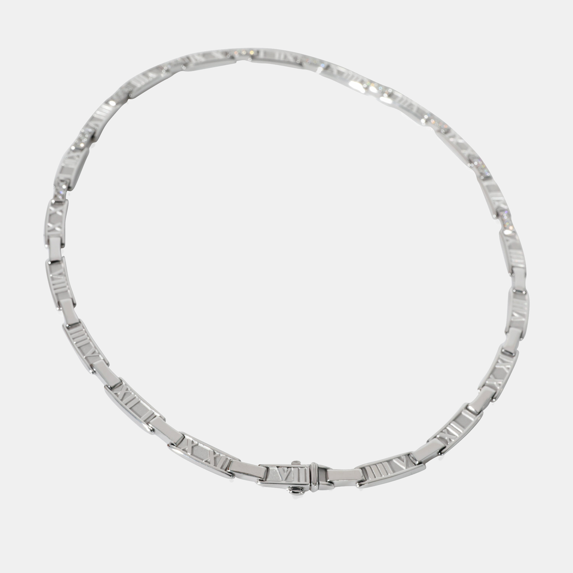 Pre-owned Tiffany & Co Atlas Diamond Collar Necklace In 18k White Gold 1.5 Ctw