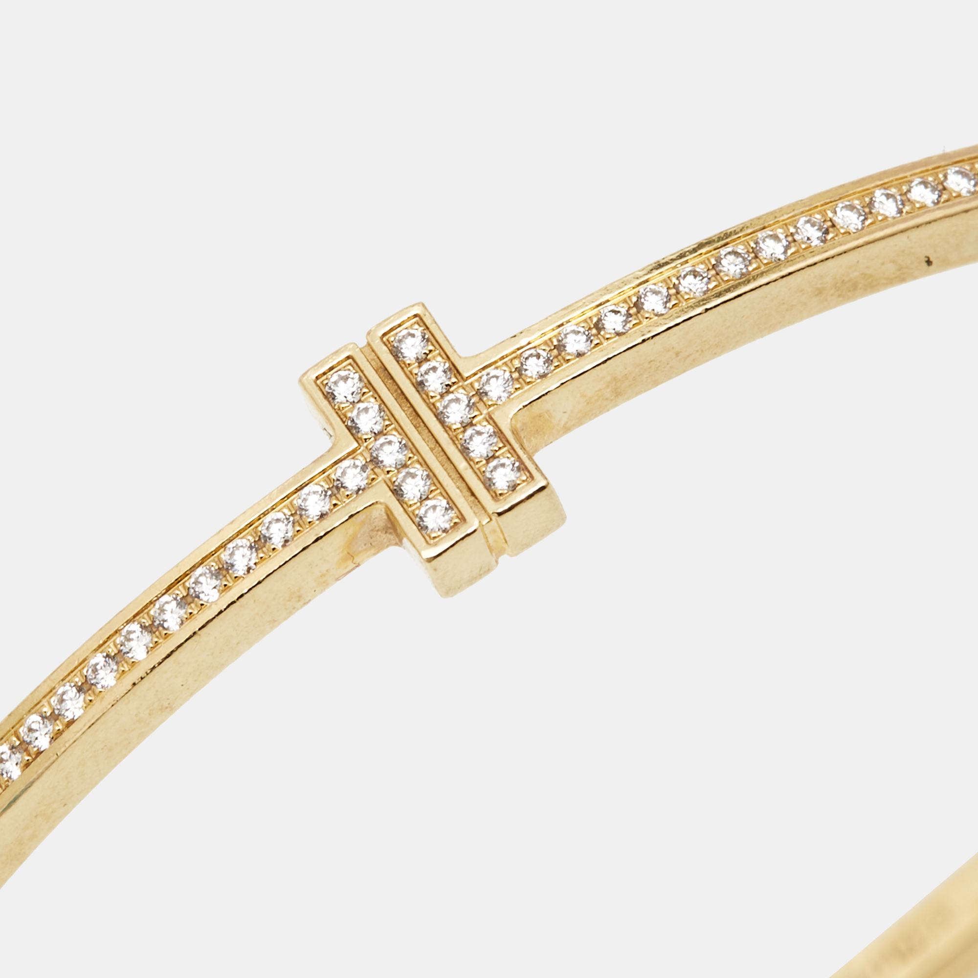 

Tiffany & Co. T Wire Diamond Hinged 18k Yellow Gold Bracelet