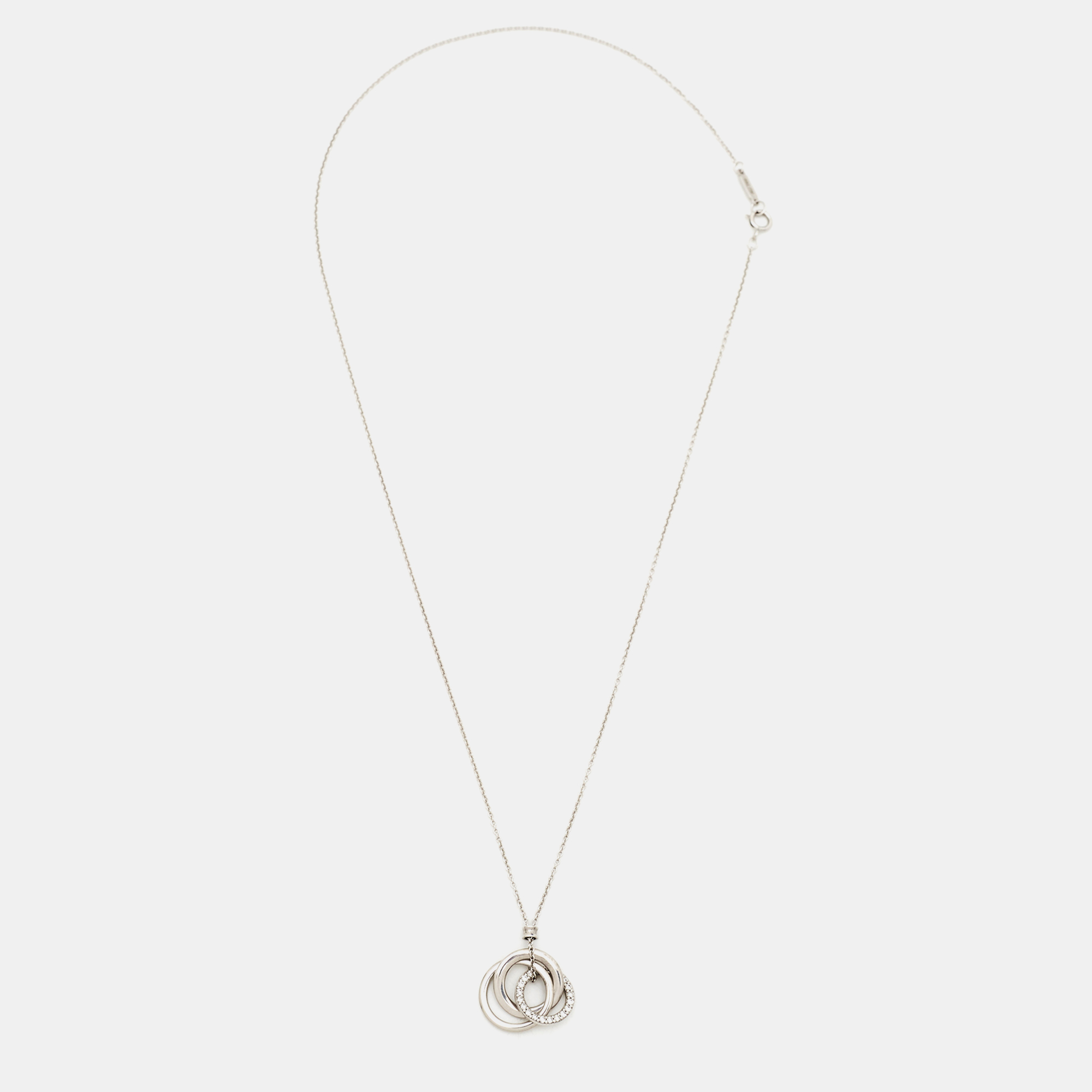 

Tiffany & Co. 1837® Triple Interlocking Circle Diamond 18k White Gold Pendant Necklace