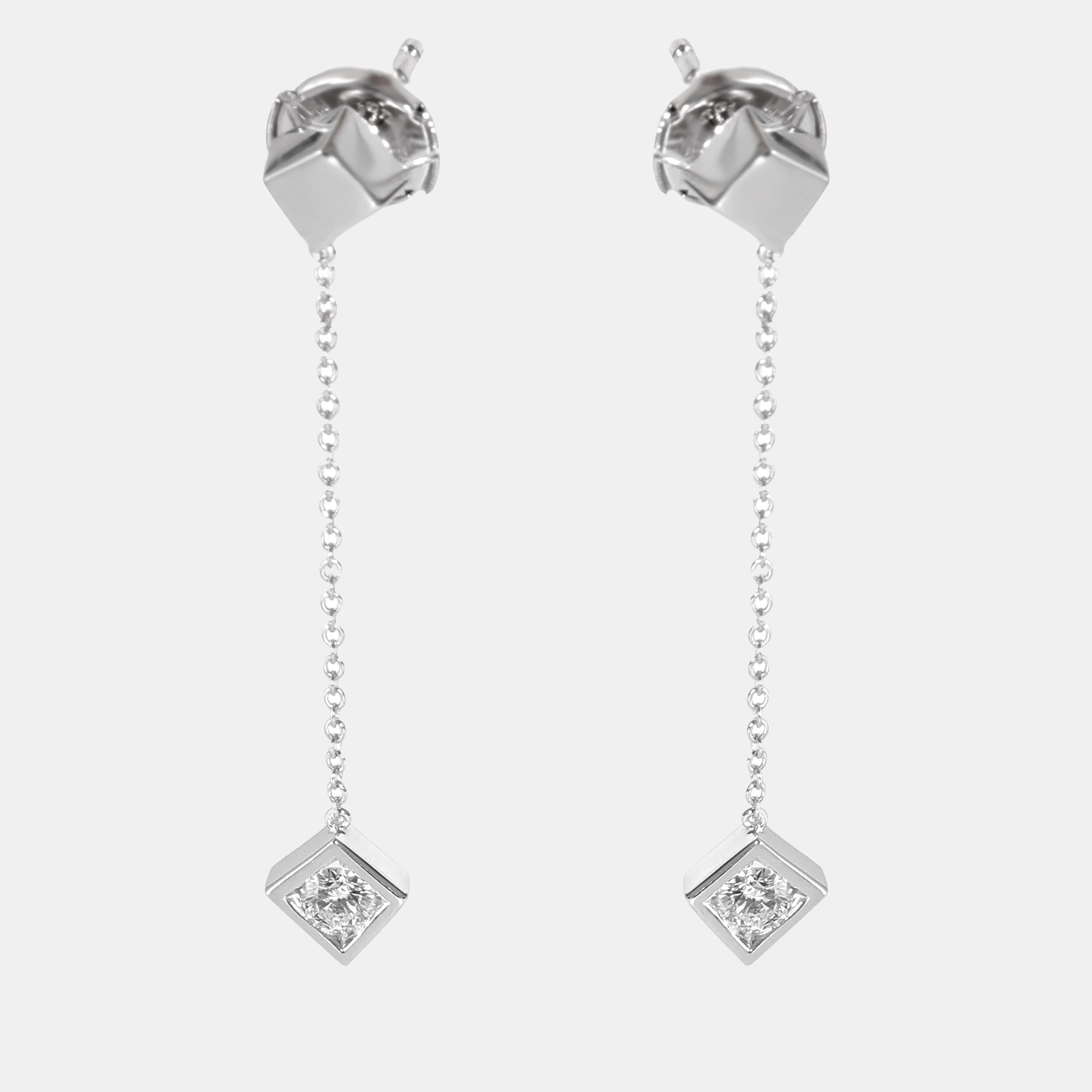 Pre-owned Tiffany & Co Frank Gehry Torque Cube Drop Earring In 18k White Gold 0.40 Ctw