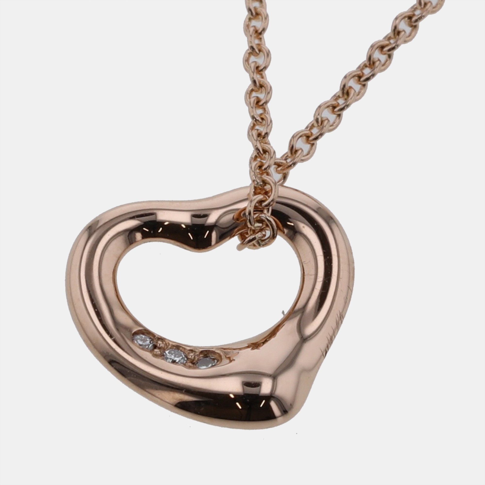 

Tiffany & Co. Elsa Peretti Open Heart 18K Rose Gold Diamond Necklace