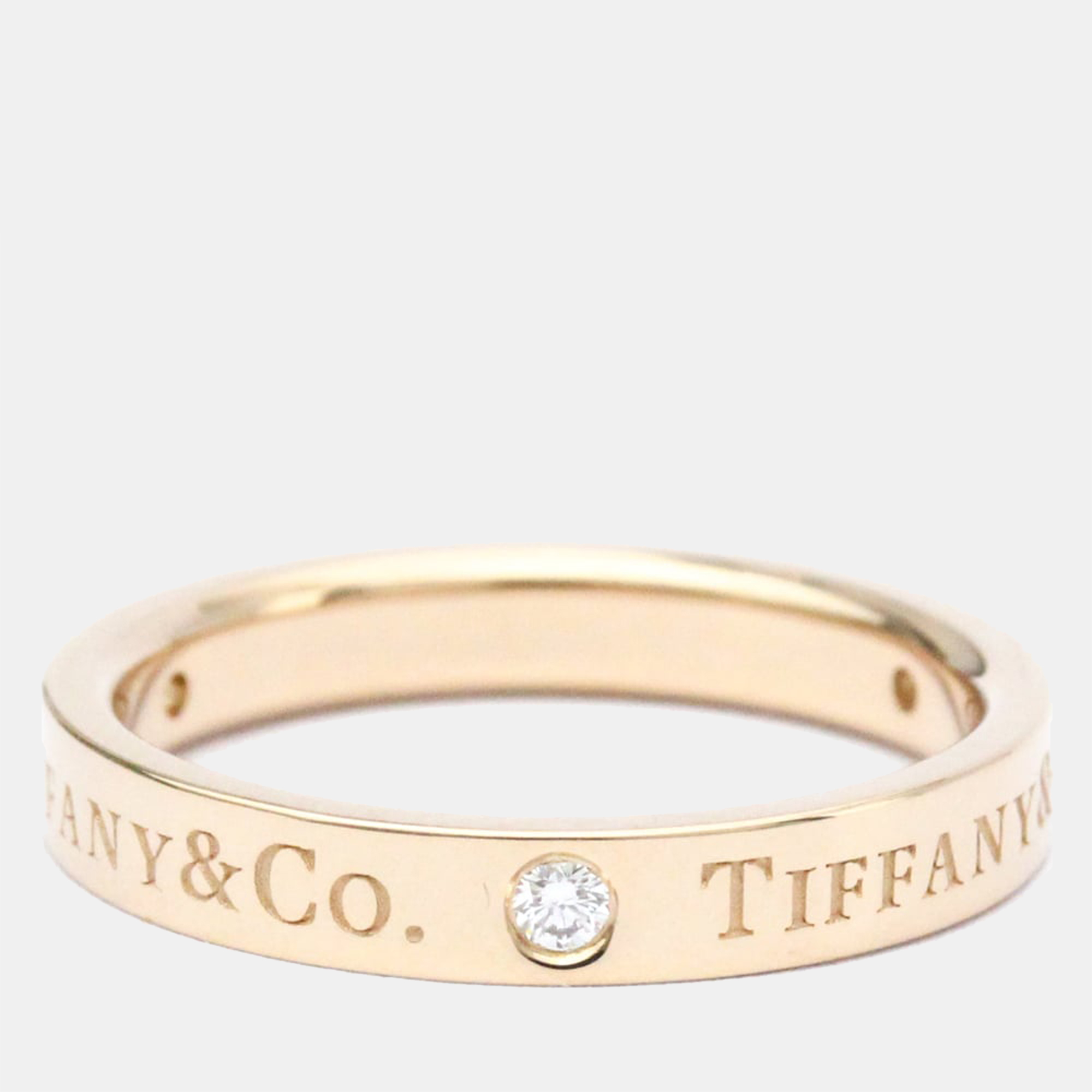 

Tiffany & Co. Tiffany® Diamond Wedding Flat Band 18K Rose Gold Diamond Ring EU 52